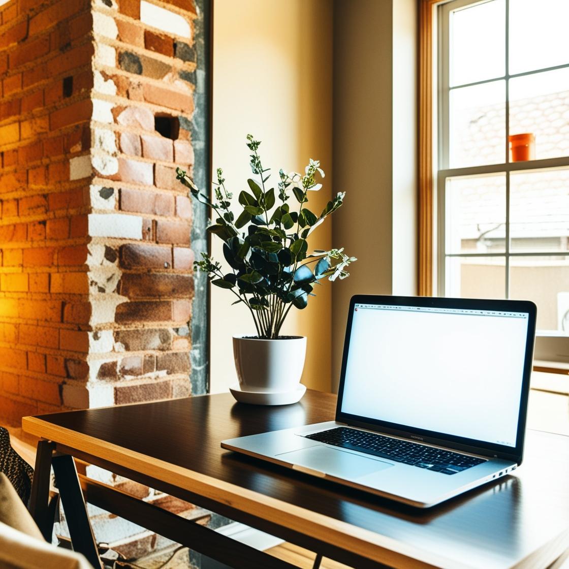 Digital Marketing Office Laptop Desk Plant