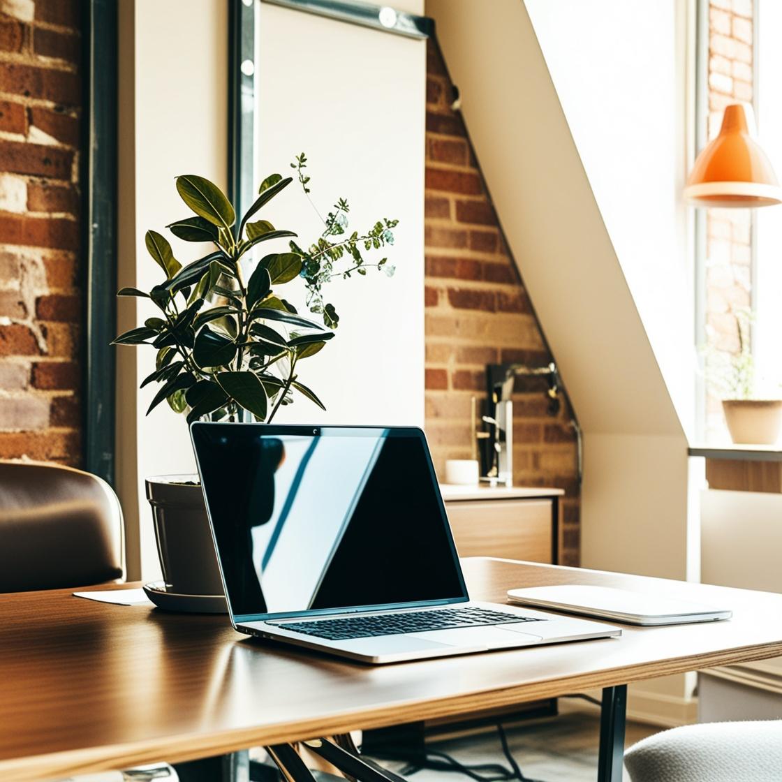 Digital Marketing Office Desk Laptop Plant